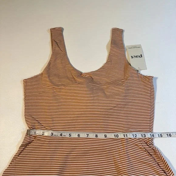 NWT Pact Organic Cotton Blend Tie Back Fit & Flare Dress In Shell Stripe - Picture 5 of 15